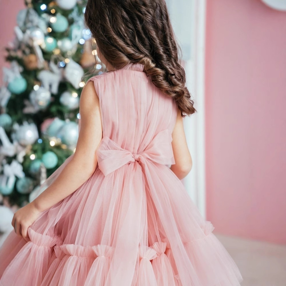 Abito in tulle stile principessa per bambine, ideale per feste, servizi fotografici e occasioni speciali, con design da presentatrice, per bambine da 0 a 3 anni._voghion.com