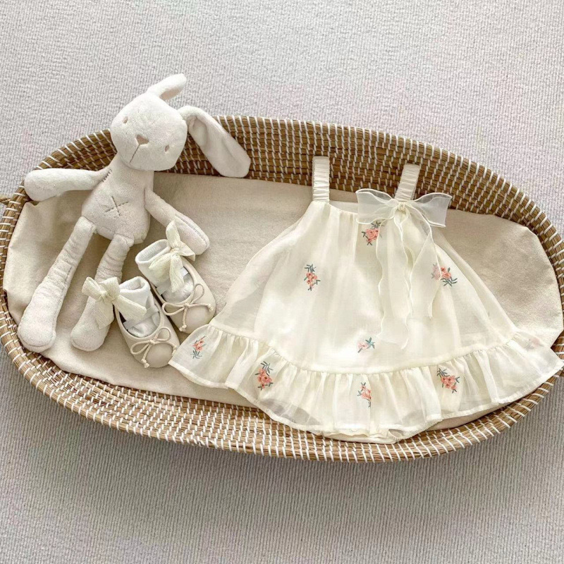 Vestido de verano para niña princesa vestido de culo bordado para bebés y niños pequeños