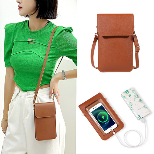 Trendy versatile niche mini phone bag for women, simple casual monochrome design crossbody bag