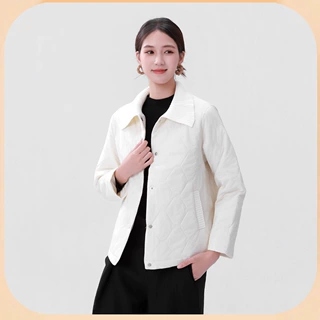 加工定制轻羊毛绒外套2025冬款针织翻领绗缝菱形格棉服女保暖棉衣