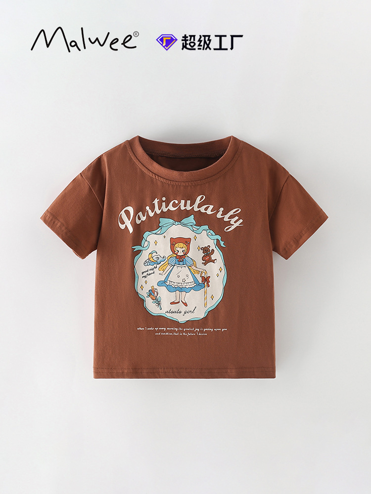 Camiseta infantil transfronteriza malwee niños de manga corta verano nuevo estilo europeo y americano camiseta casual para niños y medianos camiseta superior