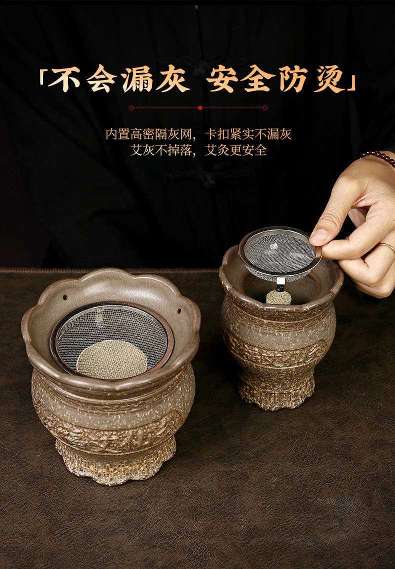 Ceramic Bian Stone Lotus Fire Dragon Cup Moxibustion Gua Sha Jar for Home Wellness 11cm 400g quality and texture