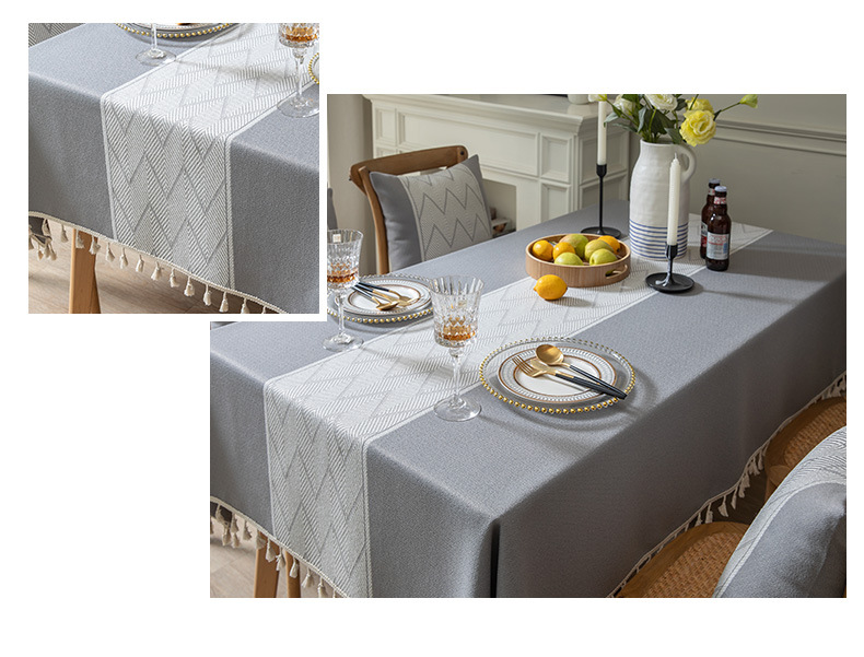 jacquard big wave tassel tablecloth geometric coffee table table cloth cloth rectangular tableclothpicture5