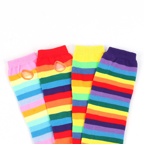 Cross-border rainbow knitted gloves colorful striped sleeves European and American proud colorful holiday party party gloves cosp