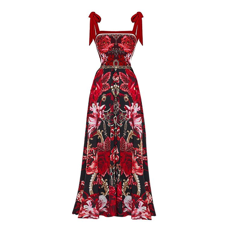 Costume intero donna con fiocco e stampa per mare e piscina_voghion.com