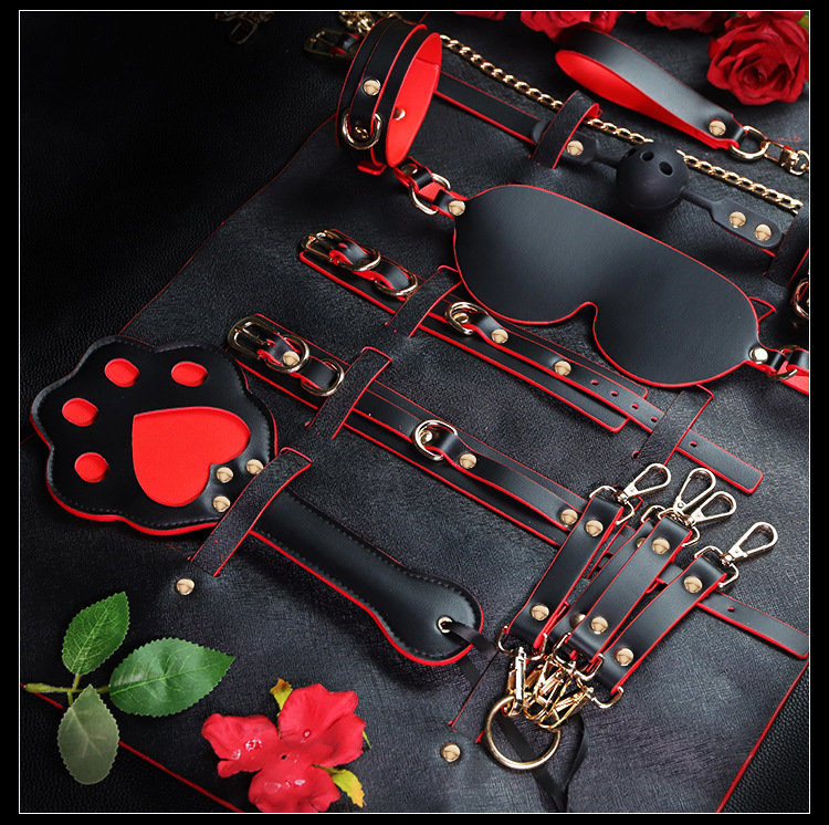 Jiuai SM Nipple Clamp & Handcuff Bondage Set, 10-Piece Glow Leopard Print Kit — detail image 16