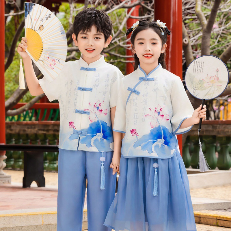 六一儿童演出服中国风幼儿男女童汉服合唱服毕业小学生民国表演服