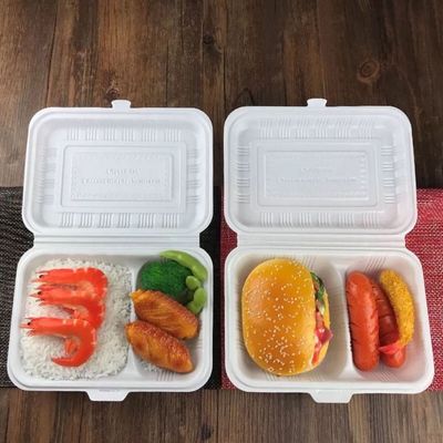 壹次性兩格餐盒飯盒分格雙格外賣打包盒環保塑料快餐盒便當可降解