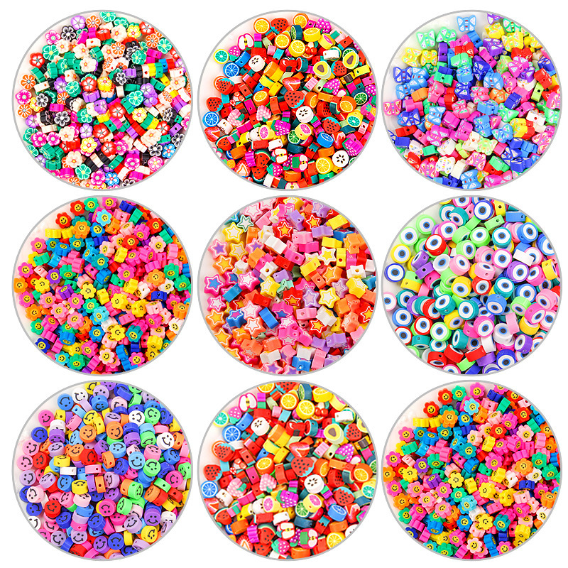 Foreign Trade Perforated Soft Pottery Tablets Sunflower Smiley Accessories Flower Heart-shaped Color Gradient Color Round Soft Pottery Tablets