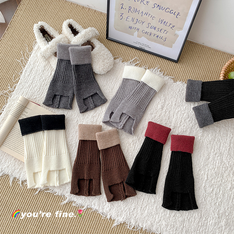 Botas de algodón para niños calcetines de mujer color contrastante calcetines de pantorrilla de empalme japonés retrógrado delgado otoño y invierno coreano chicas calcetines de pila