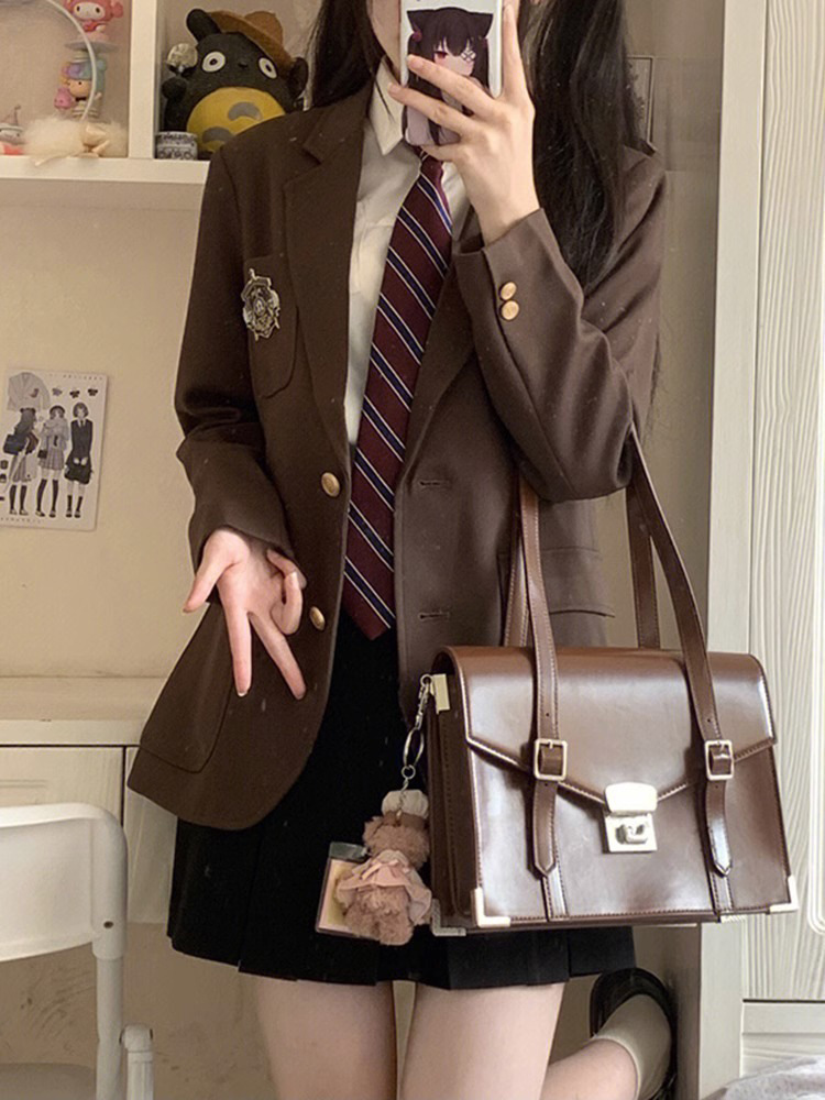 韓国版のスーツの上着の学生の学院の風jkの制服のスーツの小さい背のスーツのフルセットの秋冬の百のスカート