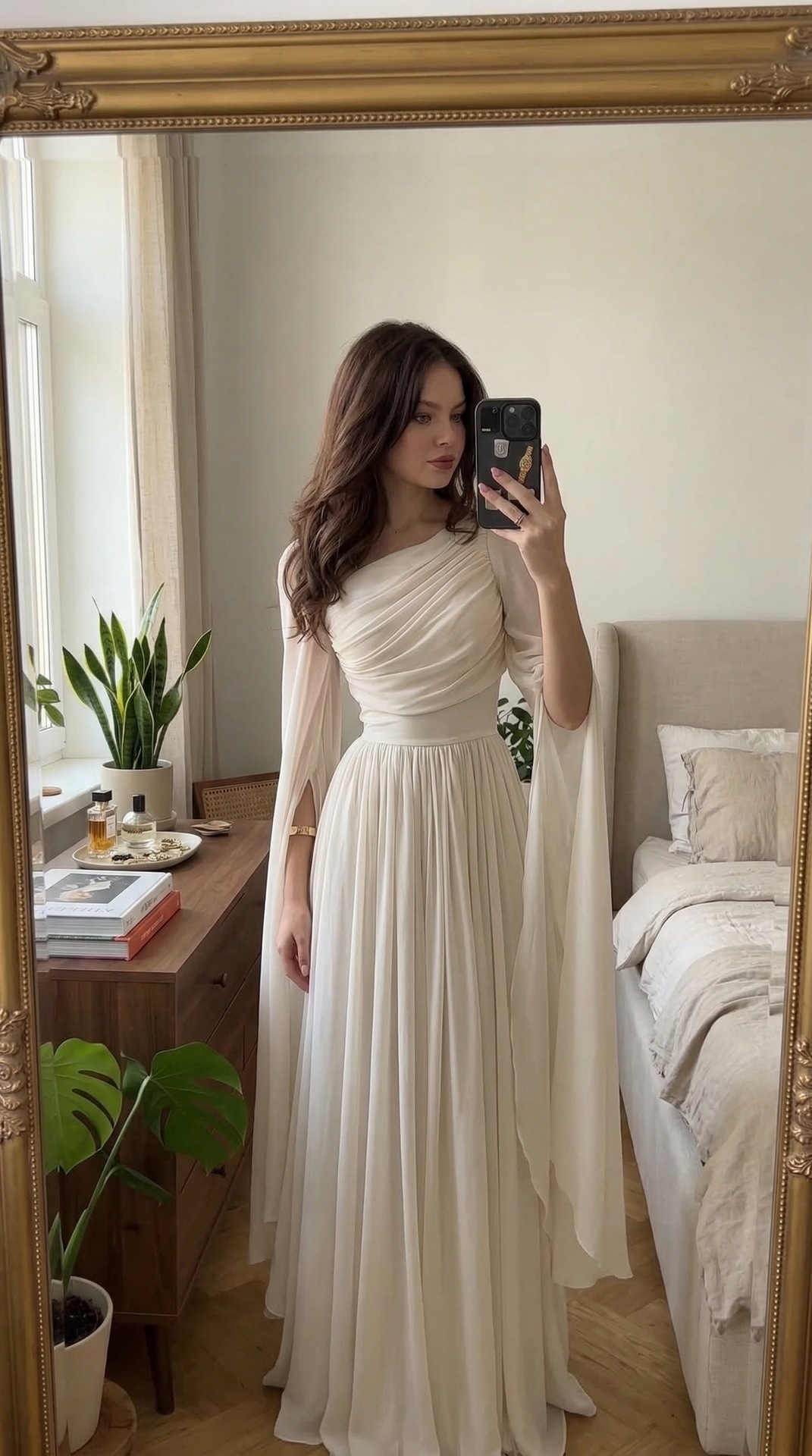 Elegant Vintage Long Sleeve Midi Dress With High Waist And Ruffle Detail For Women, Casual Bodycon Maxi Dress_ecoleips.com