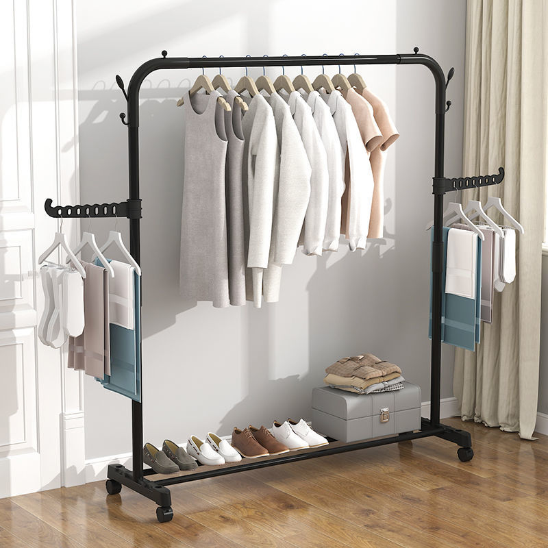 Tendedero de ropa, de pie, para uso doméstico, dormitorio de estudiantes, plegable, tendedero de dormitorio, estante de almacenamiento para balcón, perchero, móvil.