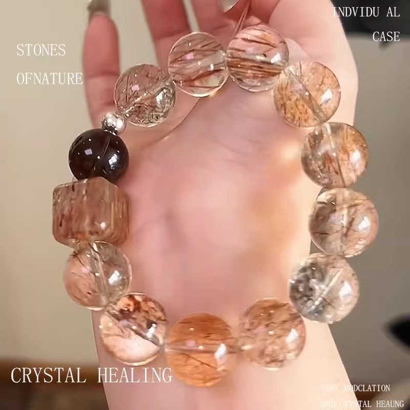 天然黑金超七方糖水晶手串 旺财运招财转运发晶手链女高级感|undefined
