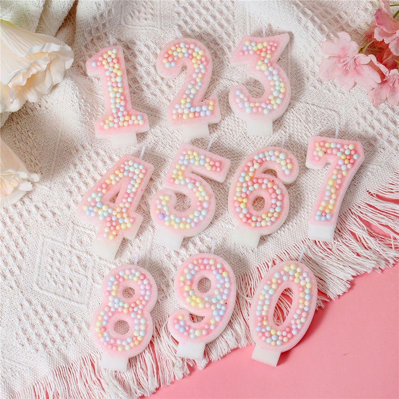 供跨境少女粉马卡龙0-9泡沫球数字生日派对蜡烛蛋糕装饰少女风|undefined