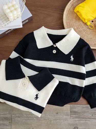  Autumn New Arrival Stylish Children's Crew Neck Striped Sweater Boys' and Girls' Casual Polo Shirt