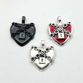 DIY 锌合金饰品配件朋克爱心链条锁挂件暗黑风项链耳环钥匙扣吊坠