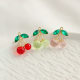 Small fresh pastoral style transparent three-dimensional cherry glass resin jewelry DIY pendant mobile phone rope pendant accessories
