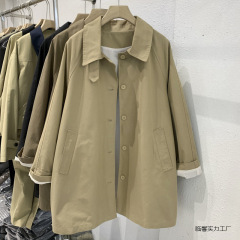 卡其色工装风衣女中长款2025春秋季新款韩系气质休闲简约外套临馨