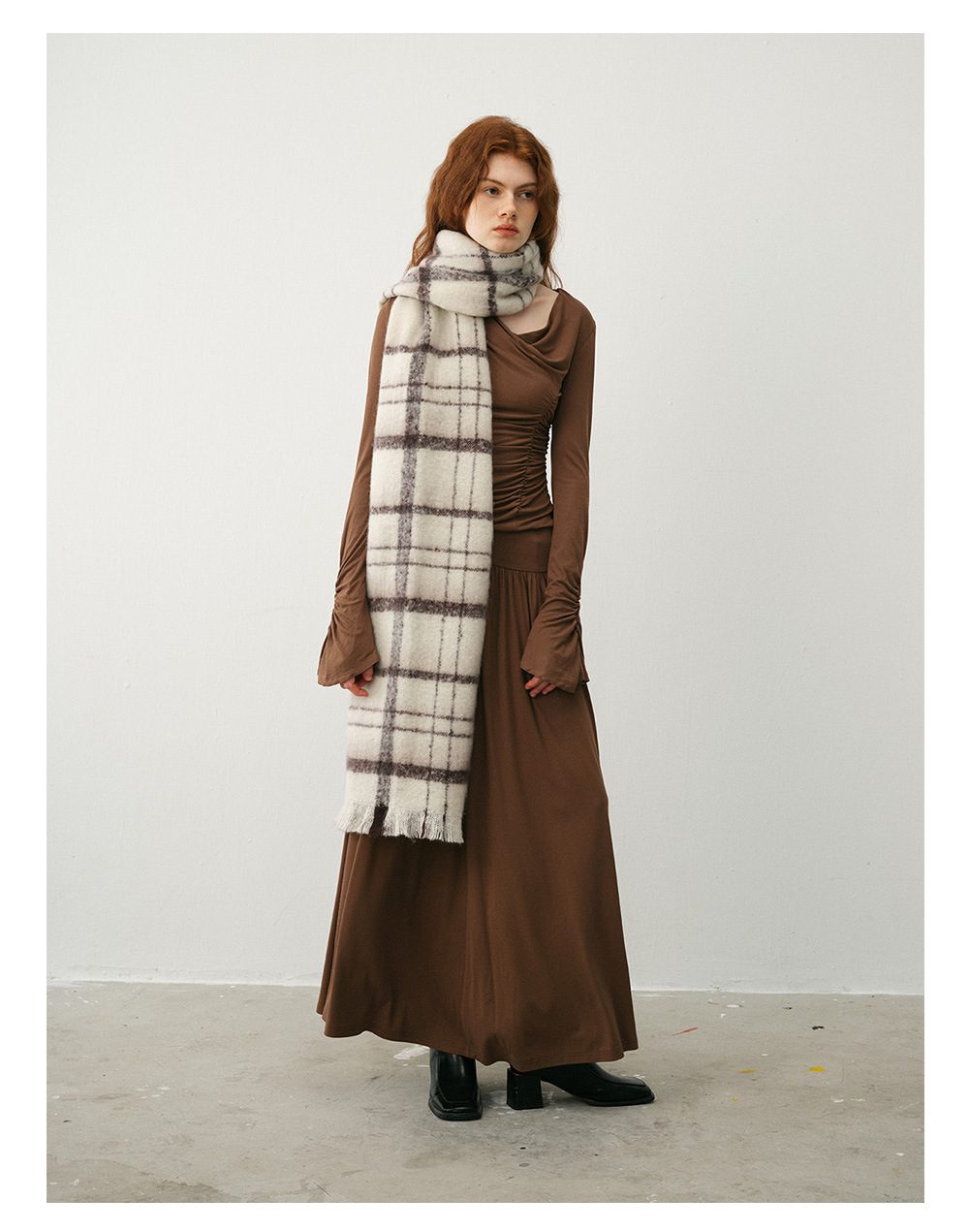 Bufanda de cuadros otoño invierno mujer de lana suave y capa_voghion.com