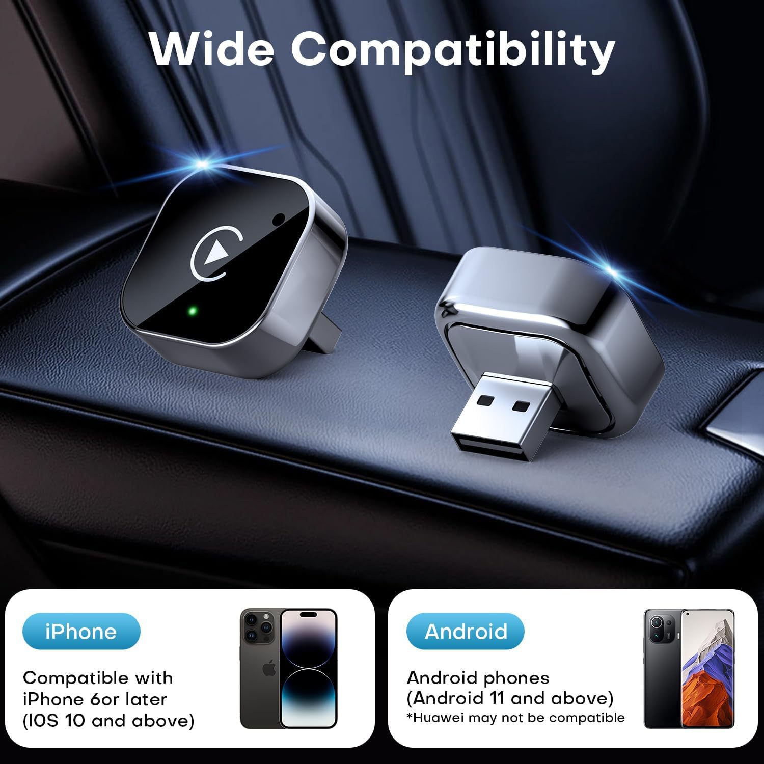 Car-Machine Interconnection Carplay Box Wired to Wireless Car Carplay Wireless Adapter with Adapter