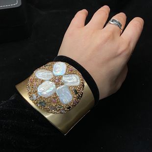 European and American Cross-border Freshwater Baroque Pearl Bracelet Wide-brimmed Bracelet Advanced Bracelet Factory Wholesale Shake Tone Hot Sale
