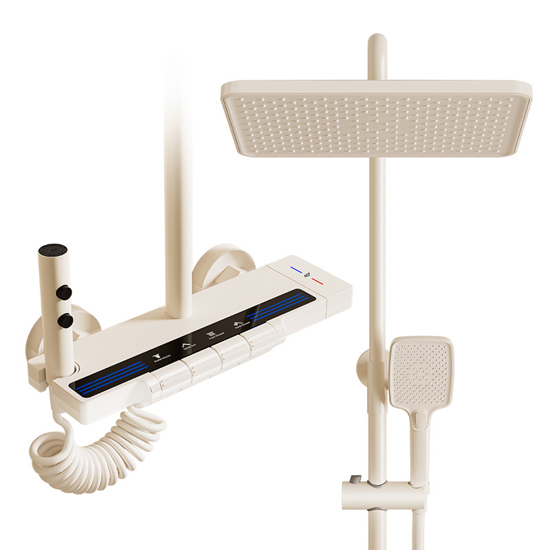 Shower Head suit gun gray milky white copper shower head household constant temperature pressurized nozzle bathroom wash