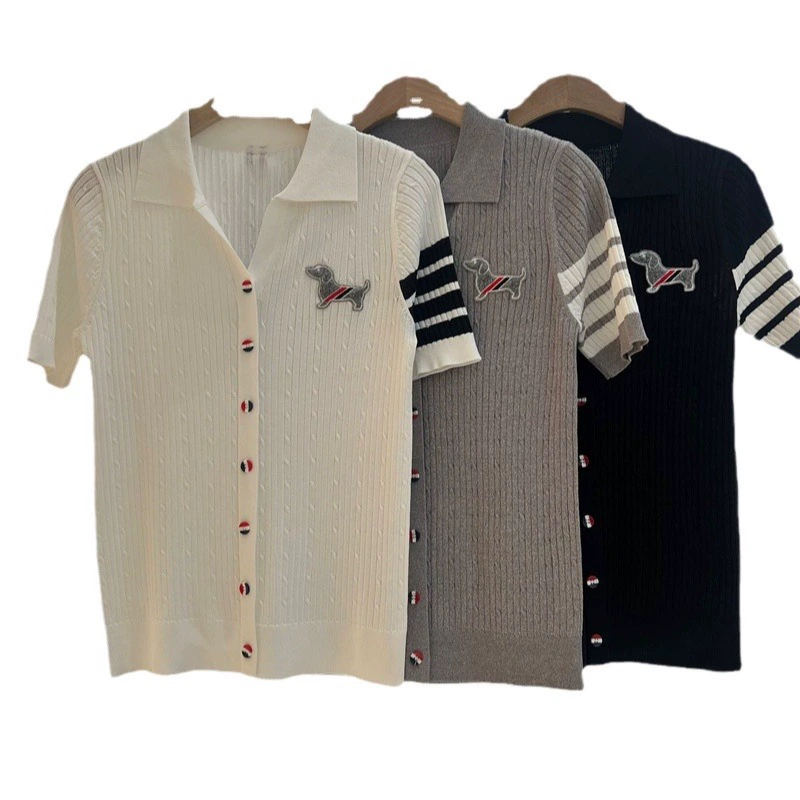 Summer fitted knitted cardigan, print