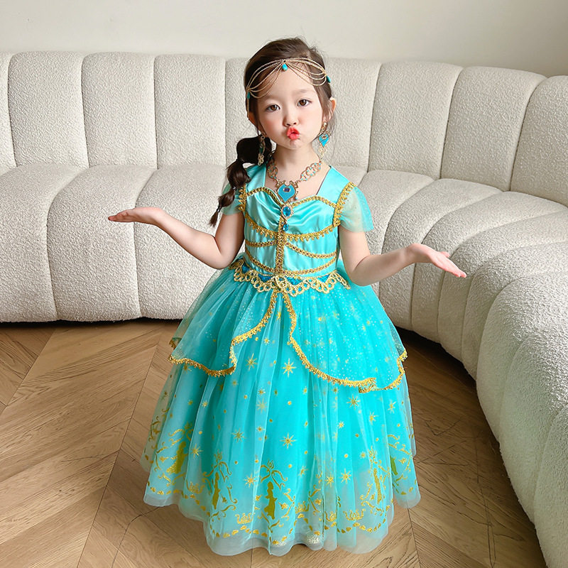 Christmas Halloween Aladdin Lantern Jasmine Princess cosplay Children's Day Dress_voghion.com
