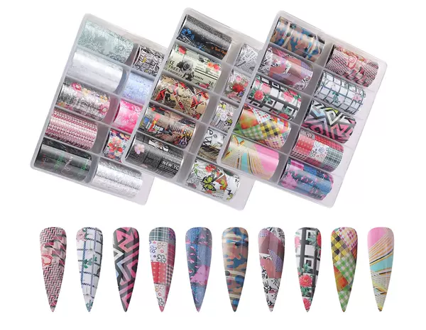 Big Box 174-215 nail art star paper set transfer paste 4*100cm boxed flower butterfly Aurora paper