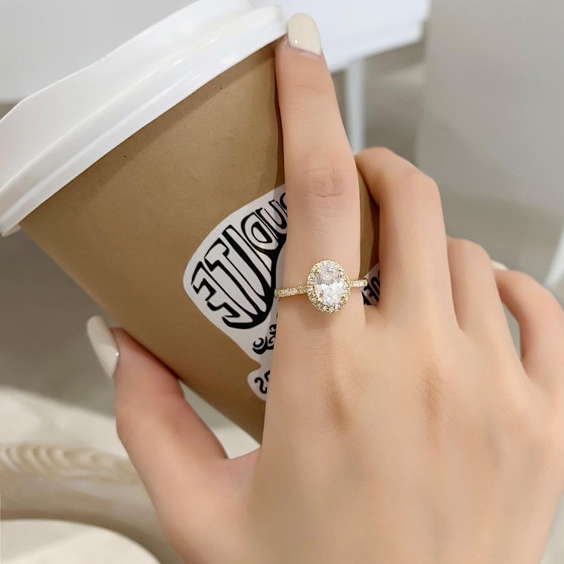 fashion micro-inlaid zircon heart square opening ring wholesale
