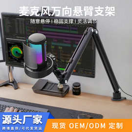跨境铝合金属麦克风悬停支架桌面游戏直播话筒平板支架可折叠批发