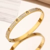 【214】Golden two-row diamond bracelet
