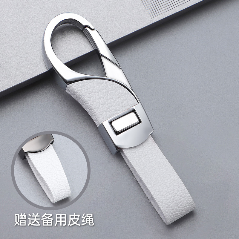 2024 llavero de coche transfronterizo explosivo, botón a presión de cuero de alta gama, colgante de llavero de negocios simple y personalizado