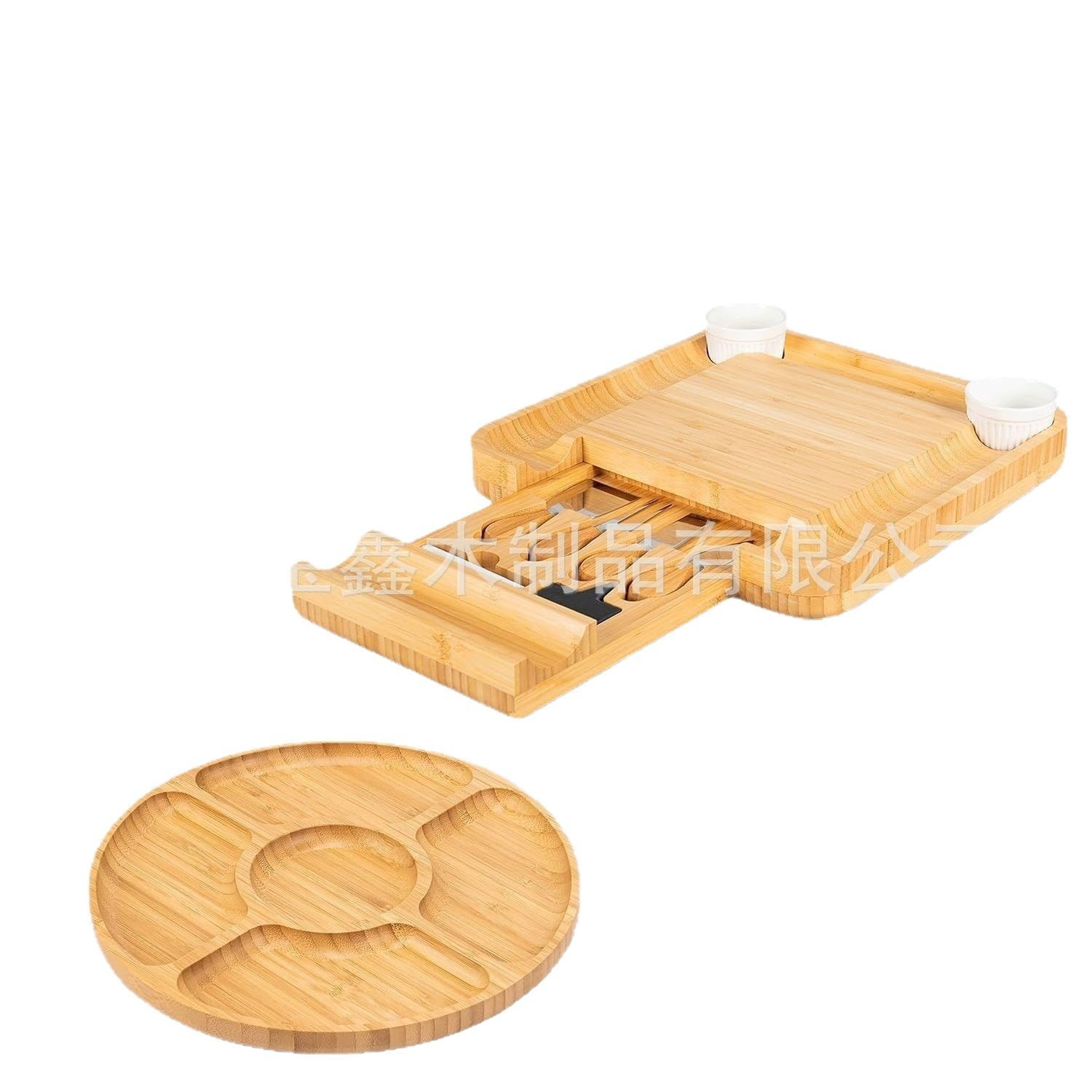 Junta de queso de bambú transfronterizo con cuchillos de acero inoxidable Junta de queso de cocina Junta de recorte de verduras Junta de cocina
