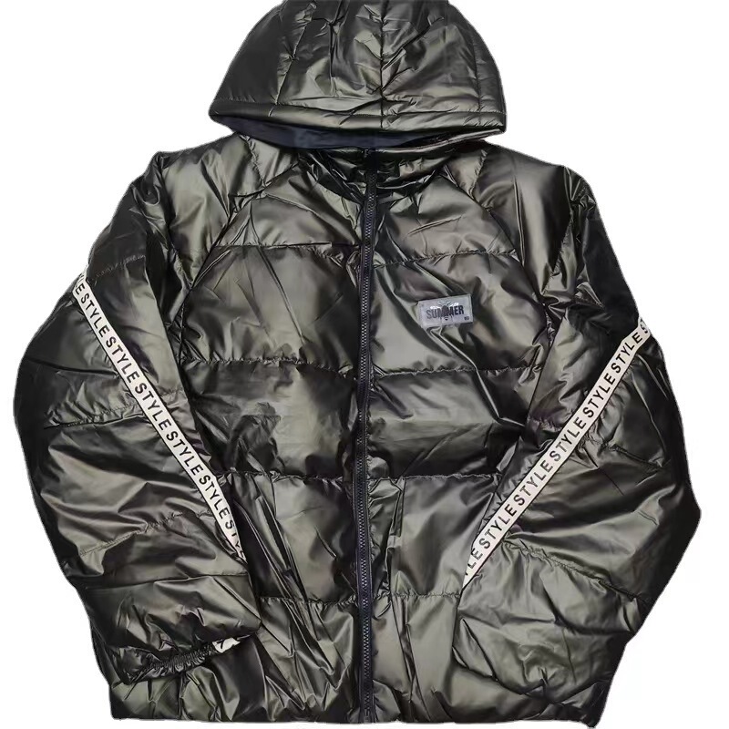 2022 new bright leather washless men's down jacket casual stand collar short plus size warm men's white duck down jacket