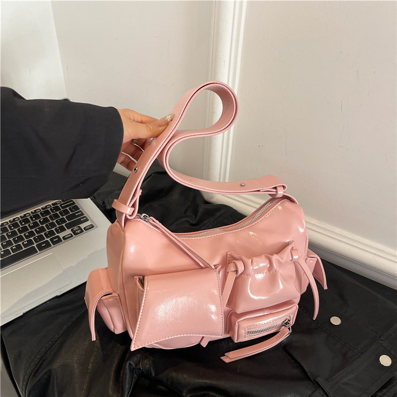 Niche Design Motorcycle Bag For Women 2025 New Fashion Retro Oil Wax Leather Shoulder Bag Trendy Commuter Crossbody Bag - Thumbnail 7