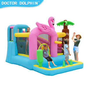 Hot Selling Flamingo Theme Children's Trampoline Inflatable Castle Factory Direct Sales Oxford Cloth Birthday Party Paradise Castle