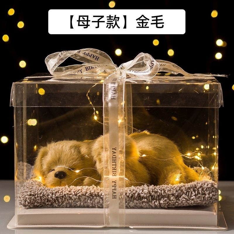 Llamará juguetes de simulación adornos de carbón de bambú modelo de gato adornos juguetes de peluche muñeca caja de regalo de cumpleaños