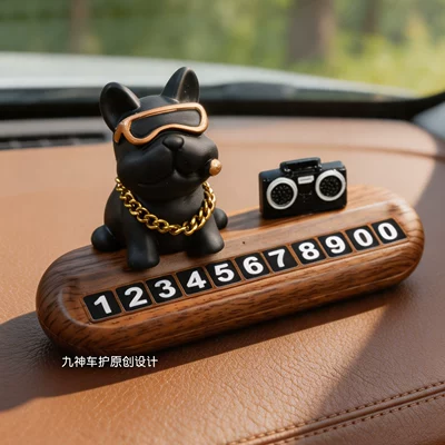Temporary Parking Sign with Phone: Nömrəli dayanma kartı - m-pattern-luxury-dog-black-radio-number-plate