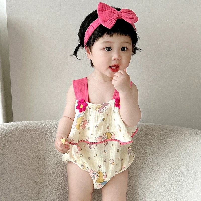 幼児用ジャンプスーツ、夏用のかわいくて超かわいいサスペンダー服、女の赤ちゃんのおむつカバー、新生児のお出かけ服、トレンディ