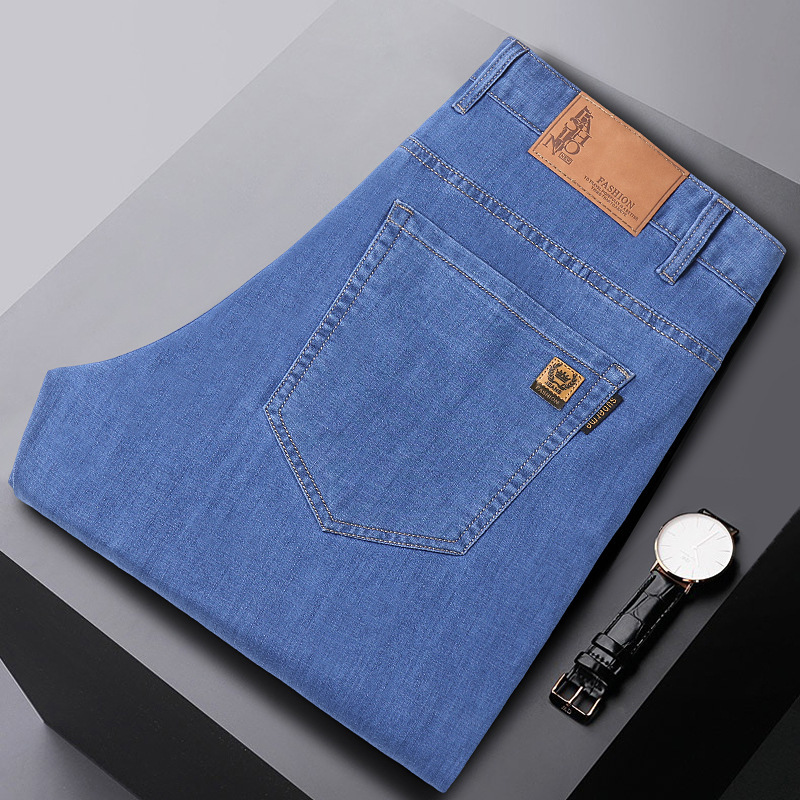 Spring and Summer Men's Jeans Loose Straight Leg Middle-aged Business Men's Dad Casual Pants Thin Export Wholesale
