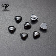 黑色锆石心形平底素面光面宝石裸石5*5-6*6mm戒指耳钉diy镶嵌配石