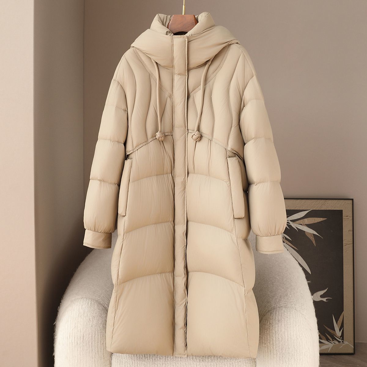 少量服饰90白鸭绒泡芙连帽长款舒芙蕾羽绒服2025冬季保暖女装外套