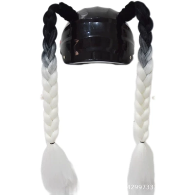 Helmet Decoration Braids Are: Motosiklet dəbilqələri - 1-pair-of-black-and-white-ponytails