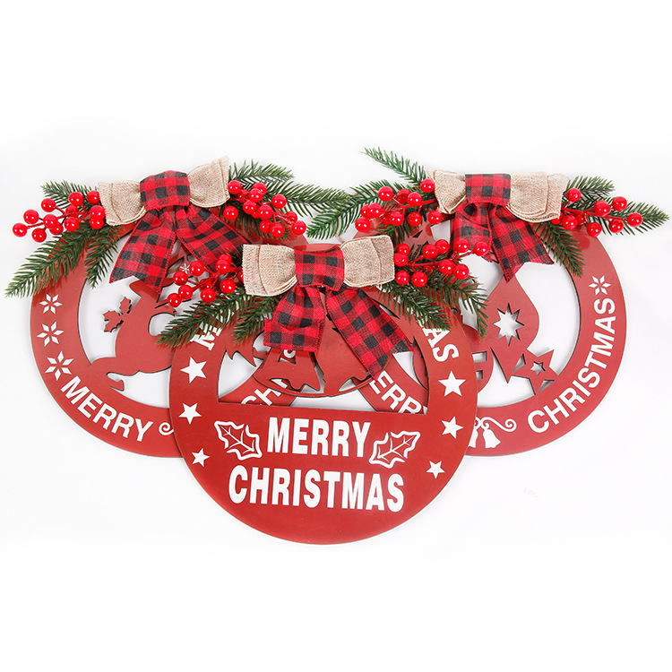 Nueva Navidad hueco decoración de madera colgante redondo artesanías de madera alce campana decoraciones del árbol de Navidad