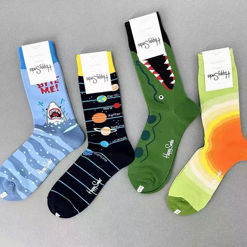 Happy Socks Colorful Socks for Men Ins Trendy Internet Celebrity Style Cartoon Fashion Mid-Calf Street Trendy Socks Happy Socks Colorful Socks for Men Ins Trendy Internet Celebrity Style Cartoon Fashion Mid-Calf Street Trendy Socks