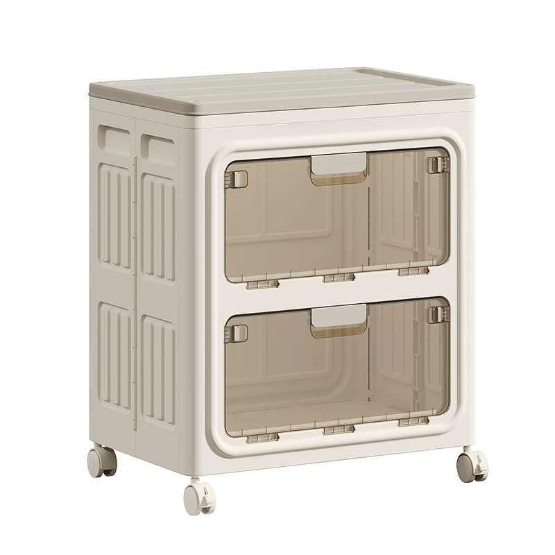 Foldable Storage Box, 56×38×66.5 cm, Single or Double Door, Solid or Transparent