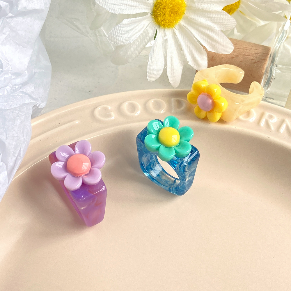 Wholesale Jewelry Flower Resin Wide Ring Nihaojewelry display picture 6