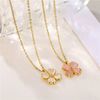 new pattern natural Rose Opal Clover Pendant Necklace Pendant Copper Jewelry wholesale